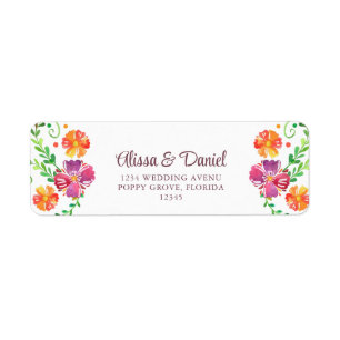 Colourful Mexican Floral Fiesta Return Address
