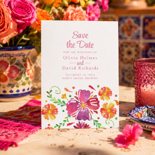 Colourful Mexican Floral Fiesta Save the Date Card