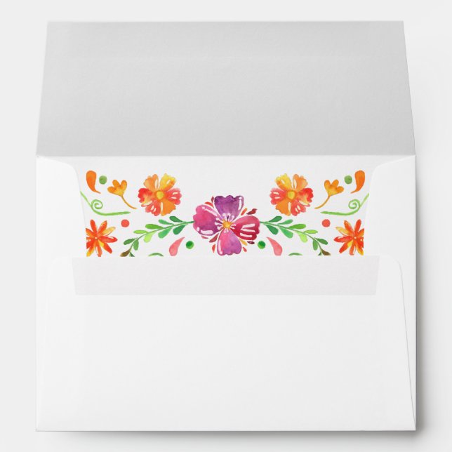 Colourful Mexican Floral Fiesta Wedding Envelope (Back (Bottom))