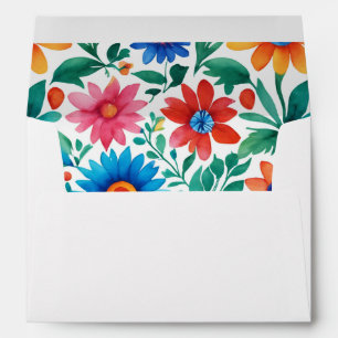 Colourful Mexican Floral Fiesta Wedding Envelope