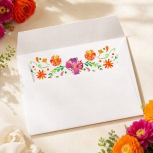 Colourful Mexican Floral Fiesta Wedding Envelope