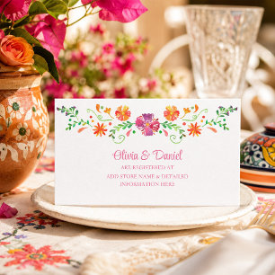 Colourful Mexican Floral Fiesta Wedding RSVP Card
