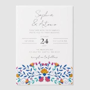 Colourful Mexican Floral Fiesta Wedding Vellum Invitations