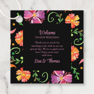 Colourful Mexican Floral Fiesta Wedding Welcome Favour Tags