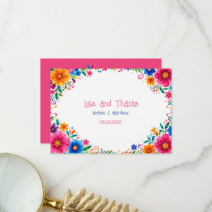 Colourful Mexican Floral Wedding Thank You Card