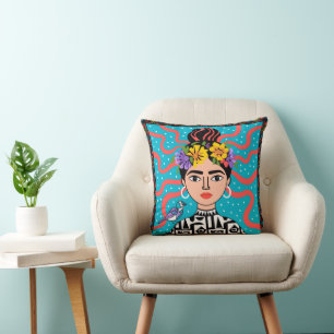Colourful Mexican Folk Art Decorative Pillow