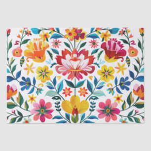 Colourful Mexican Folk Art Floral Tissue Paper