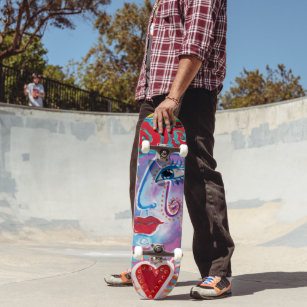 Colourful Mexican Folk Art Sacred Heart Cool Uniqu Skateboard