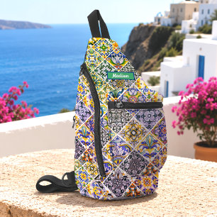 Colourful Mexican Moroccan Sicilian Tile Pattern Sling Bag