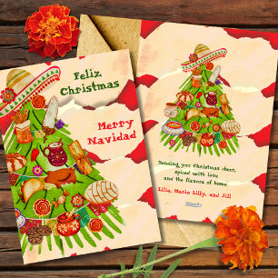 Colourful Mexican Ornaments Christmas Tree  Holiday Card