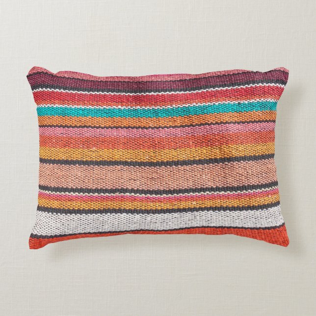 Colourful mexican, peruvian style rug surface clos decorative cushion (Front)