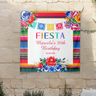 Colourful Mexican Serape Floral Fiesta Tapestry