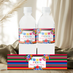 Colourful Mexican Serape Floral & Fiesta  Water Bottle Label