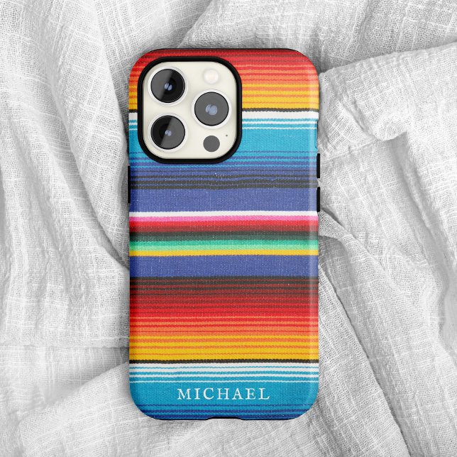 Colourful Mexican Striped Blanket w/ Name Case-Mate iPhone Case (Creator Uploaded)