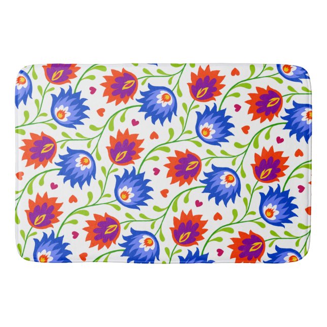 Colourful Mexican Style Floral Pattern Elegant Bol Bath Mat (Front)
