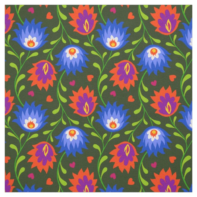 Colourful Mexican Style Floral Pattern Elegant Bol Fabric (Swatch)