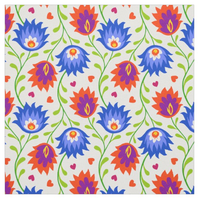 Colourful Mexican Style Floral Pattern Elegant Bol Fabric (Swatch)