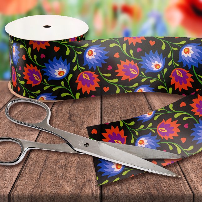 Colourful Mexican Style Floral Pattern Elegant Bol Satin Ribbon (Creator Uploaded)