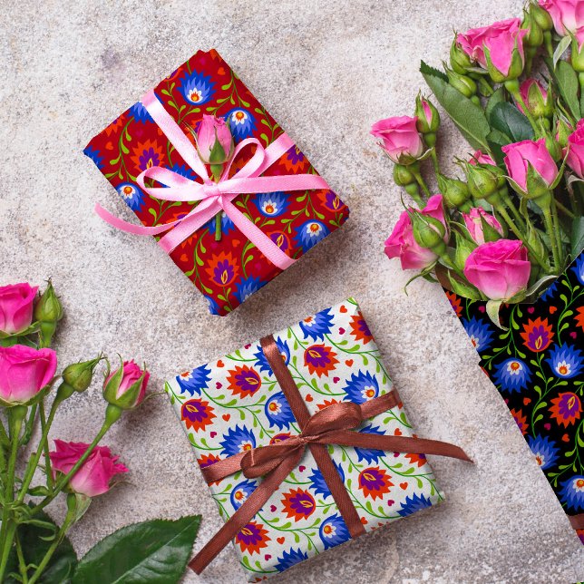Colourful Mexican Style Floral Pattern Elegant Bol Wrapping Paper Sheet (Creator Uploaded)