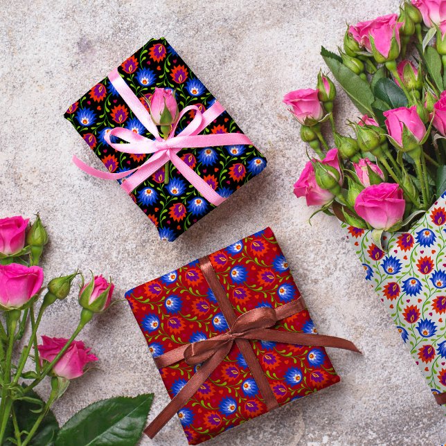 Colourful Mexican Style Floral Pattern Elegant Bol Wrapping Paper Sheet (Creator Uploaded)