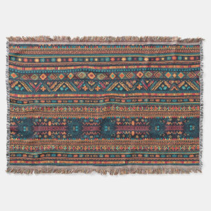Colourful Mexican style pattern Throw Blanket