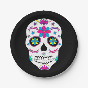 Colourful Mexican Sugar Skull Paper Plate