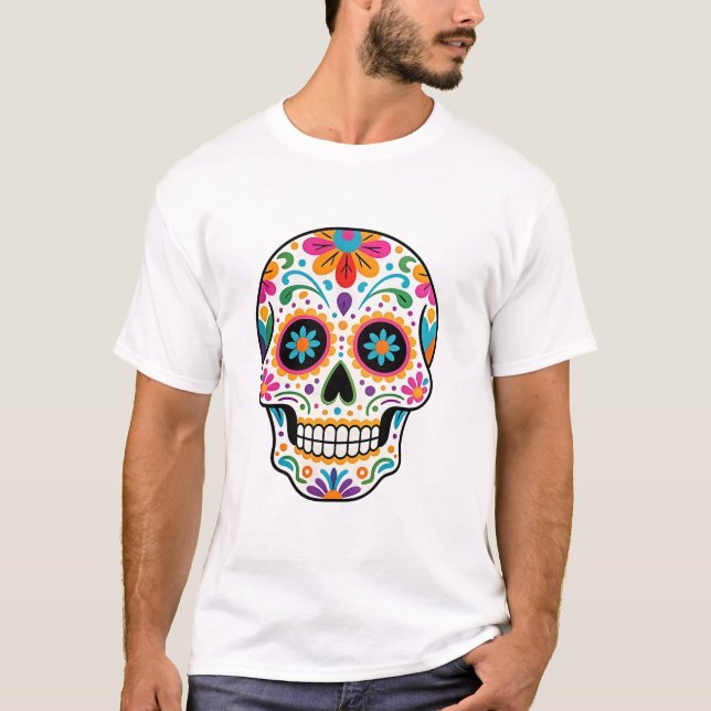 Colourful Mexican Sugar Skull T-Shirt (Front)