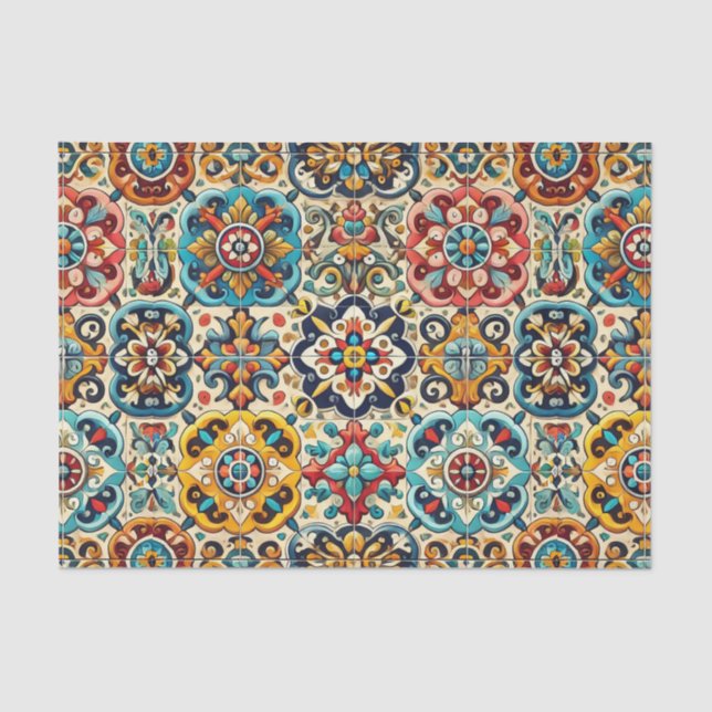 Colourful Mexican Tiles Tissue Paper (Front)