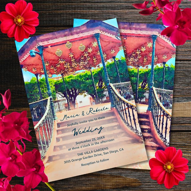 Colourful Mexican Town Kiosk Painting Wedding   Invitation (Creator Uploaded)
