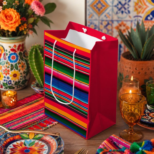 Colourful Mexican Traditional Serape Medium Gift Bag (Mexican Serape Gift bag)