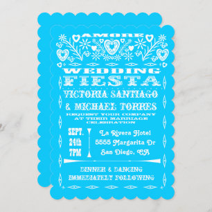 Colourful Mexican Wedding Papel Picado Invitation