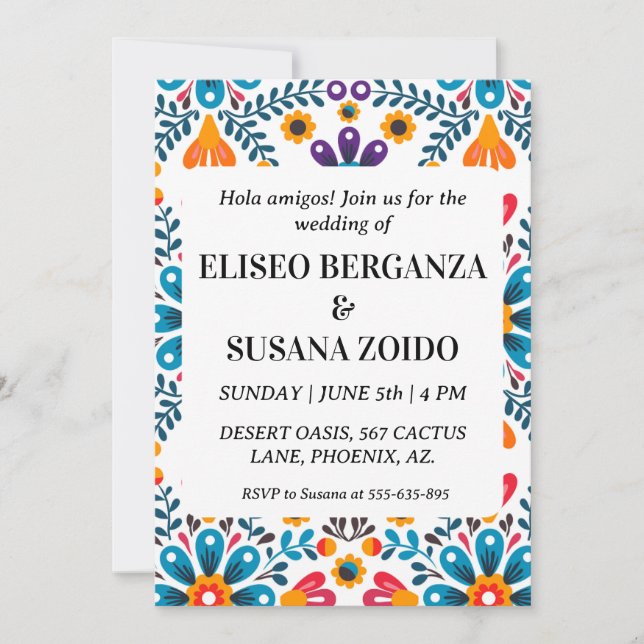 colourful mexico mexican wedding invitations (Front)