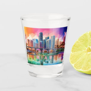 Colourful Miami Skyline Abstract Art Shot Glass