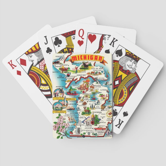 Colourful Michigan Map Playing Cards (Back)
