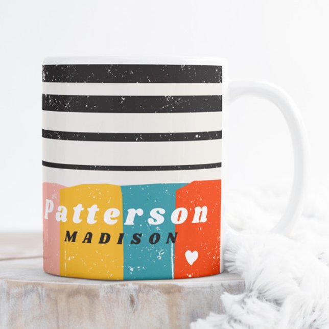 Colourful Mid Century Abstract Personalised Name Coffee Mug (Creator Uploaded)