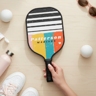 Colourful Mid Century Abstract Personalised Name Pickleball Paddle