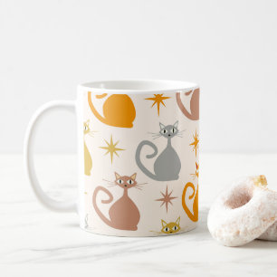 Colourful Mid Century Atomic Cats with Starbursts Coffee Mug