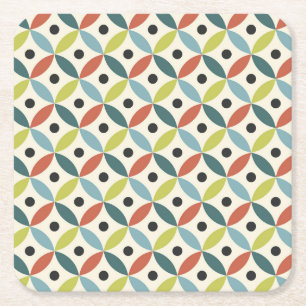 Colourful Mid Century decoration Square Paper Coaster