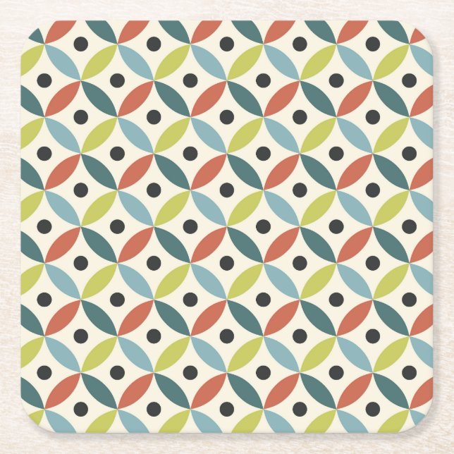 Colourful Mid Century decoration Square Paper Coaster (Front)