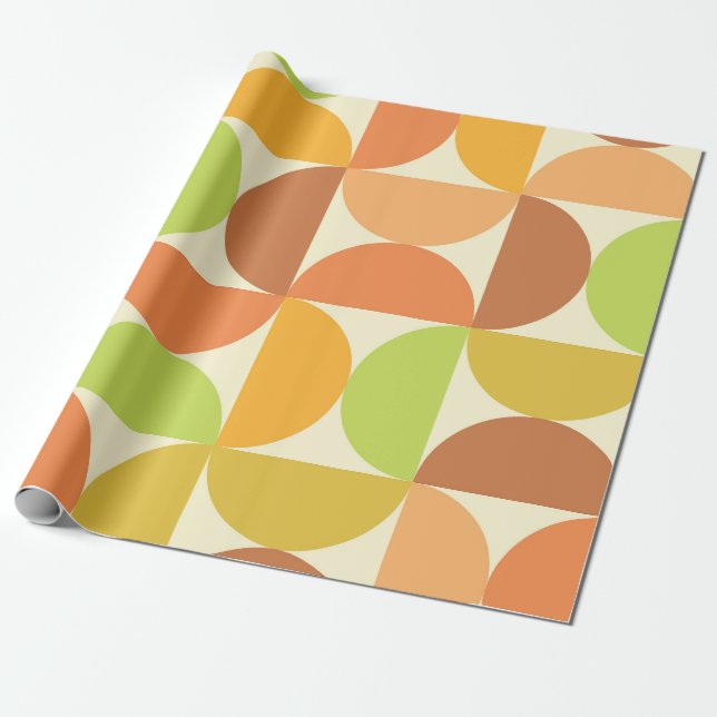 Colourful Mid Century Half Circles Pattern  Wrapping Paper (Unrolled)