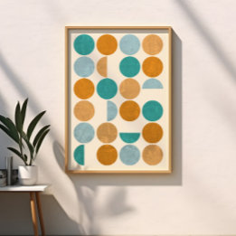 Colourful Mid Century Modern Abstract Circles Poster