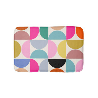 Colourful Mid Century Modern Abstract Pattern Bath Mat