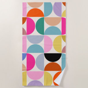 Colourful Mid Century Modern Abstract Pattern Beach Towel