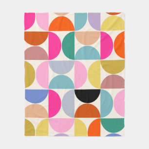Colourful Mid Century Modern Abstract Pattern Fleece Blanket