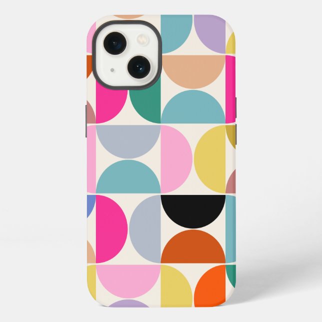 Colourful Mid Century Modern Abstract Pattern iPhone Case (Back)