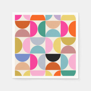 Colourful Mid Century Modern Abstract Pattern Napkin