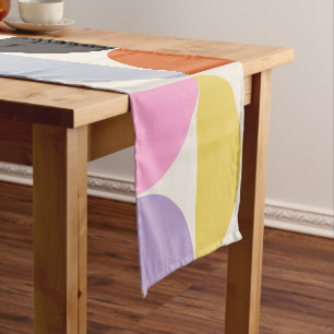 Colourful Mid Century Modern Abstract Pattern Short Table Runner