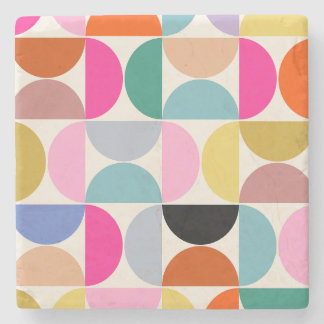 Colourful Mid Century Modern Abstract Pattern Stone Coaster