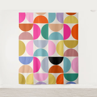 Colourful Mid Century Modern Abstract Pattern Tapestry