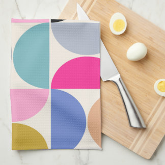 Colourful Mid Century Modern Abstract Pattern Tea Towel